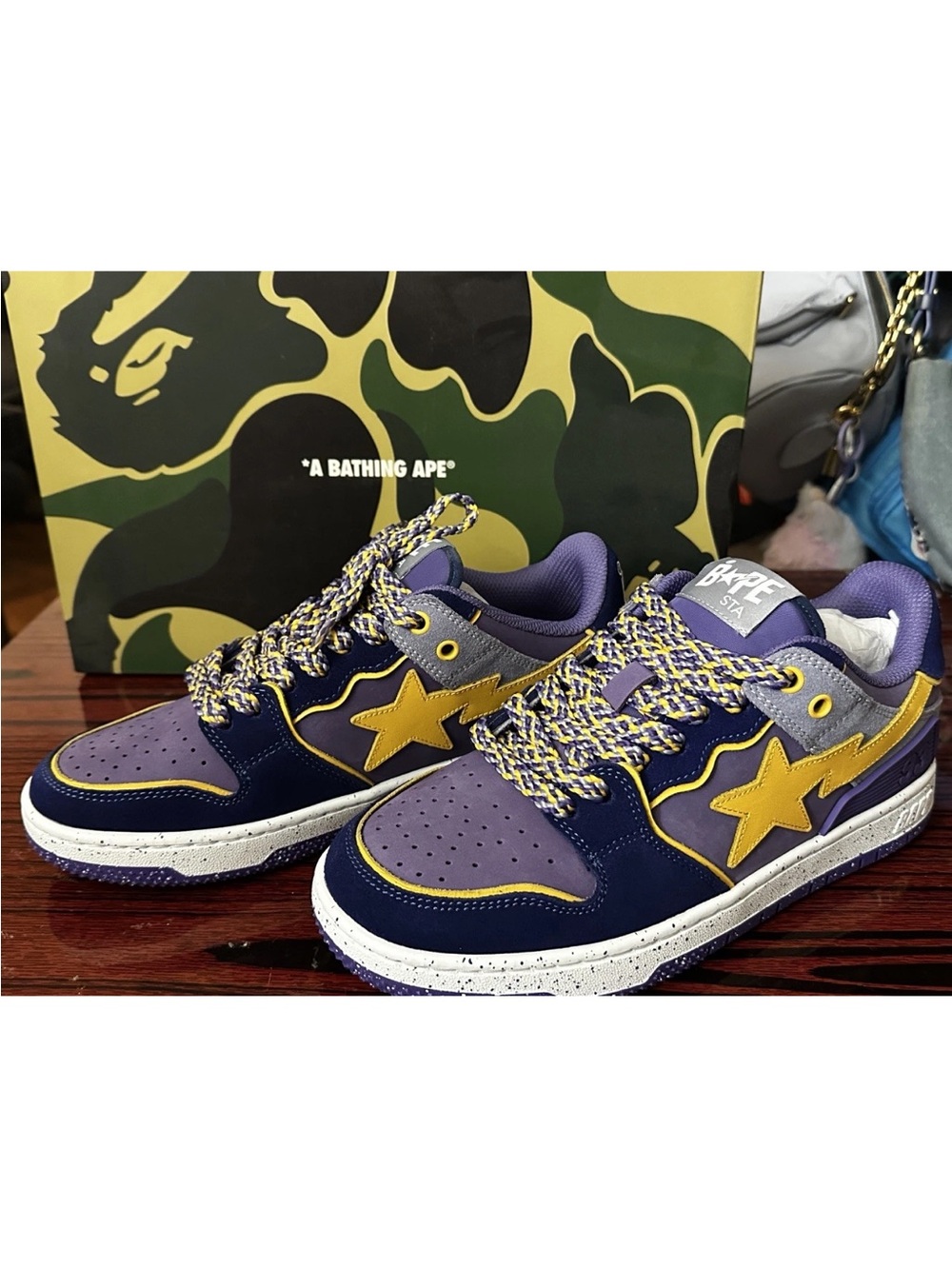 A Bathing Ape BAPE STA Low Sneaker - Purple & Yellow